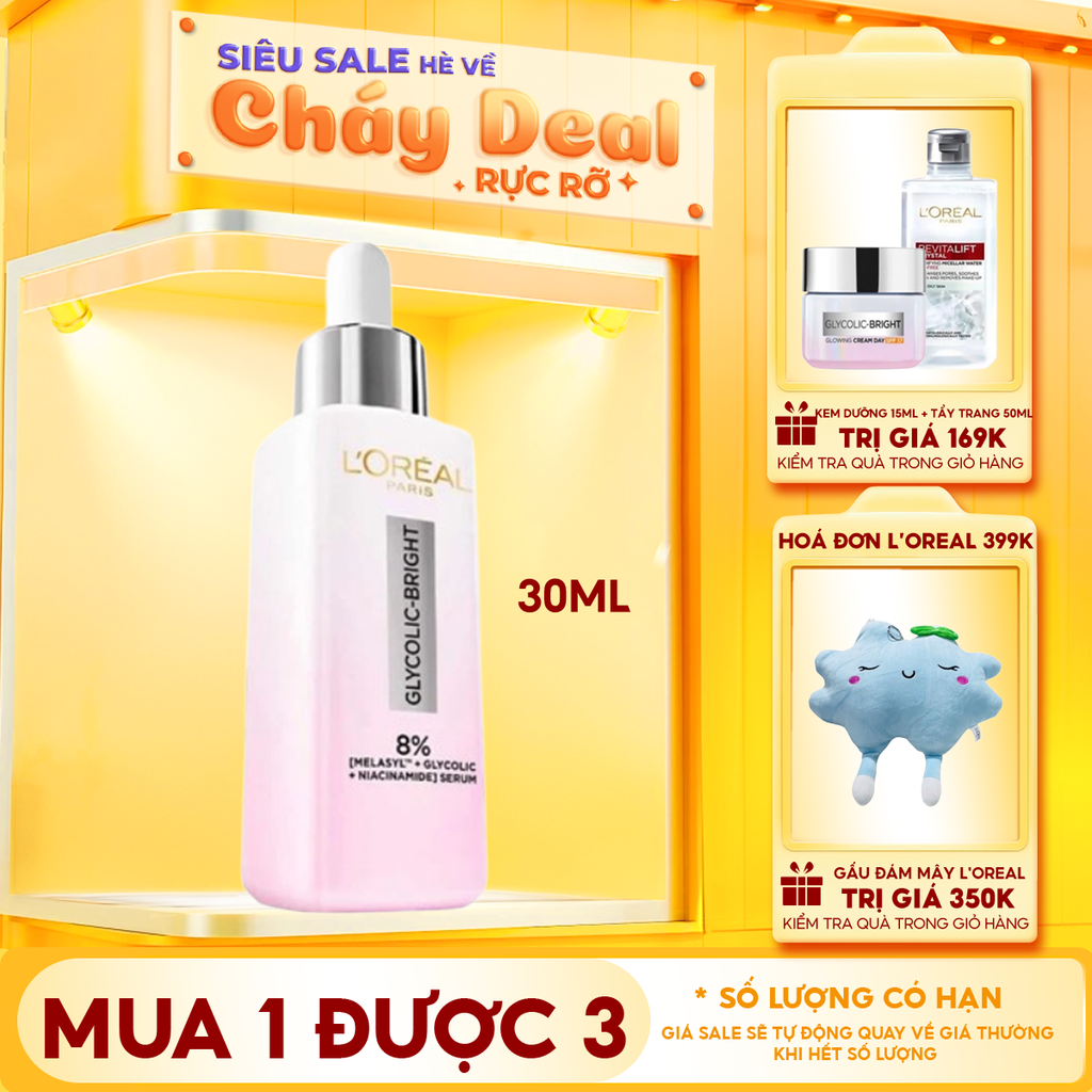 Serum L'oreal Tinh Chất Mờ Thâm Nám Glycolic-Bright Instant Glowing Serum