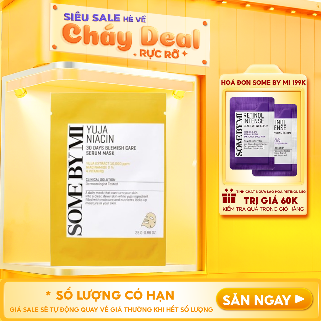 Mặt Nạ Some By Mi Hỗ Trợ Dưỡng Sáng Da Chiết Xuất Quả Thanh Yên Yuja Niacin Blemish Care Serum Mask 25g