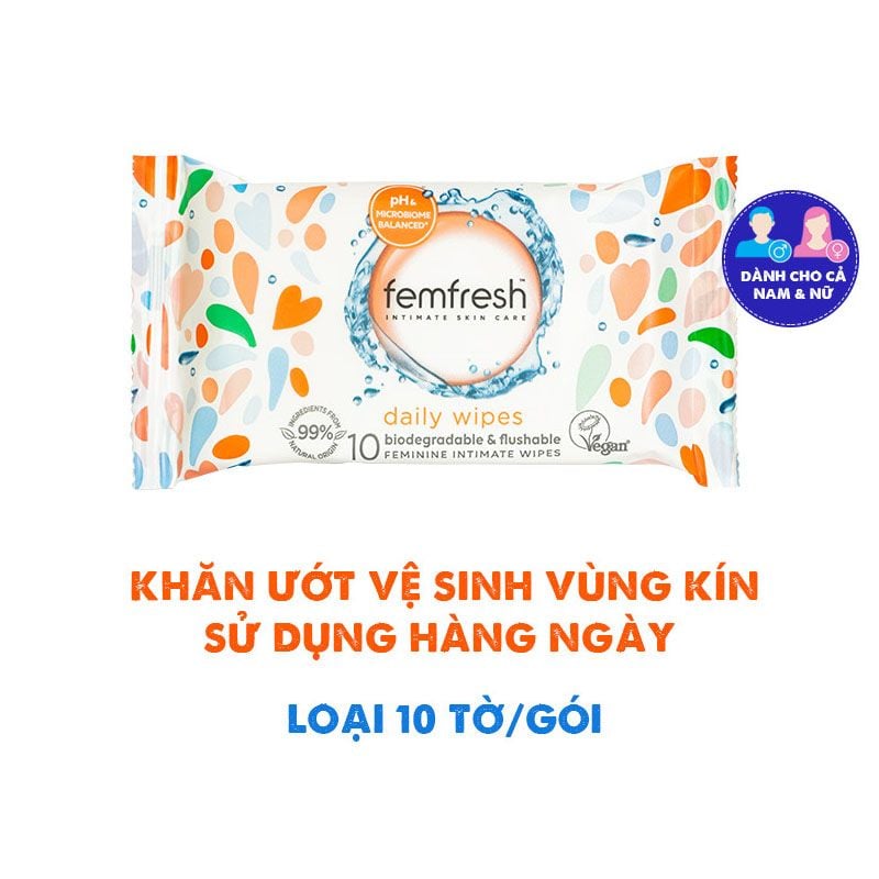 Khăn Ướt Vệ Sinh Vùng Kín Phụ Nữ Cao Cấp Femfresh Intimate Skincare Wipes (Che tên sản phẩm khi giao hàng)