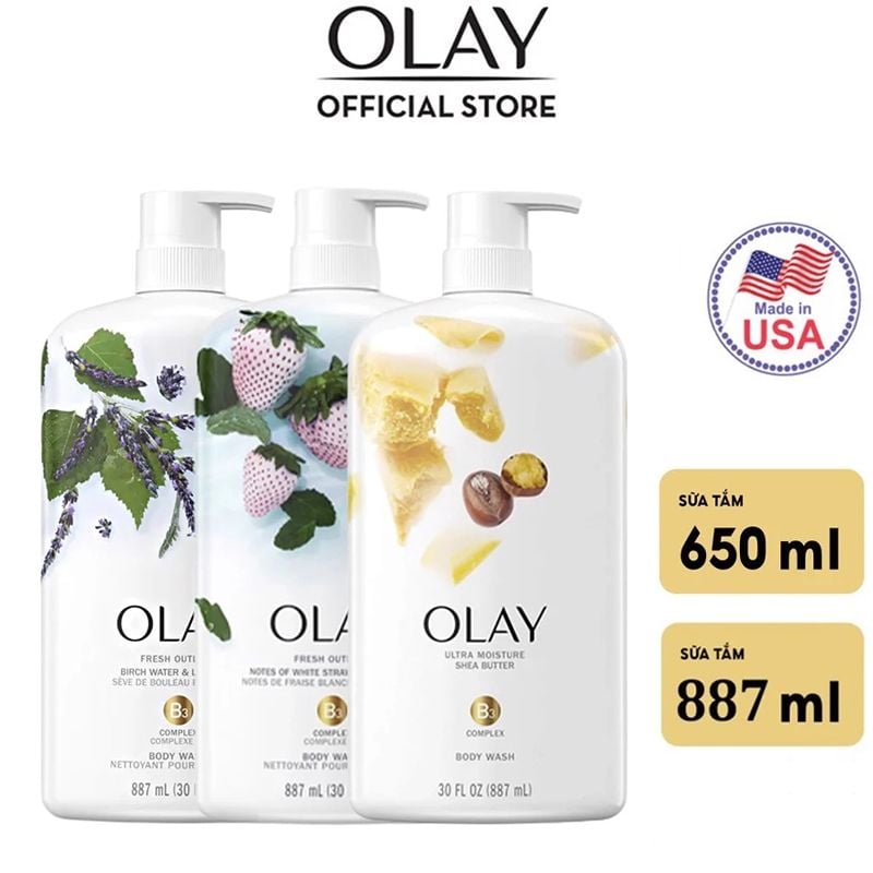 Sữa Tắm OLAY Dưỡng Ẩm, Làm Sạch Sâu, Hương Thơm Ngọt Ngào Body Wash
