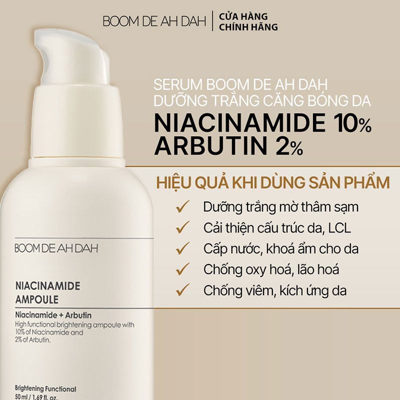 Huyết Thanh Dưỡng BOOM DE AH DAH Hỗ Trợ Trắng Căng Bóng Da Niacinamide Ampoule 50ml