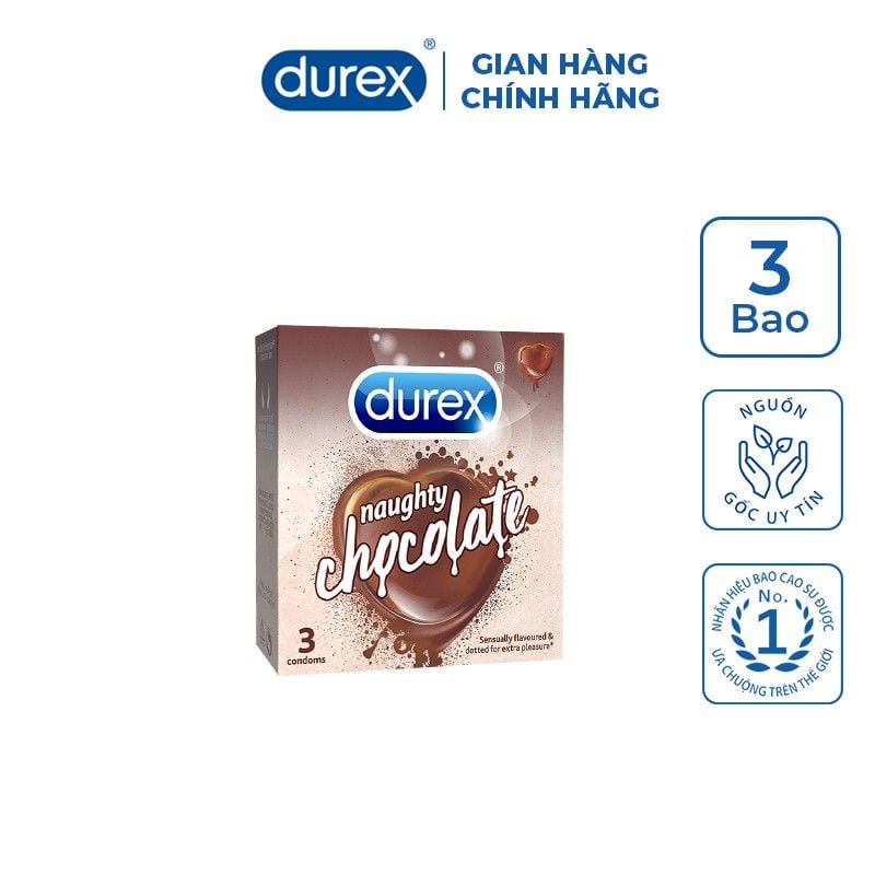 [Hộp 3 Cái] Bao Cao Su Có Hương Durex Condoms - SENSUAL STRAWBERRY (Che tên sản phẩm khi giao hàng)