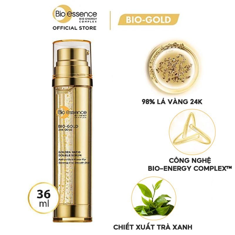 Serum Bio-essence Dưỡng Ẩm Chuyên Sâu, Ngăn Ngừa Lão Hóa 24K Gold Golden Ratio Double Serum 36g