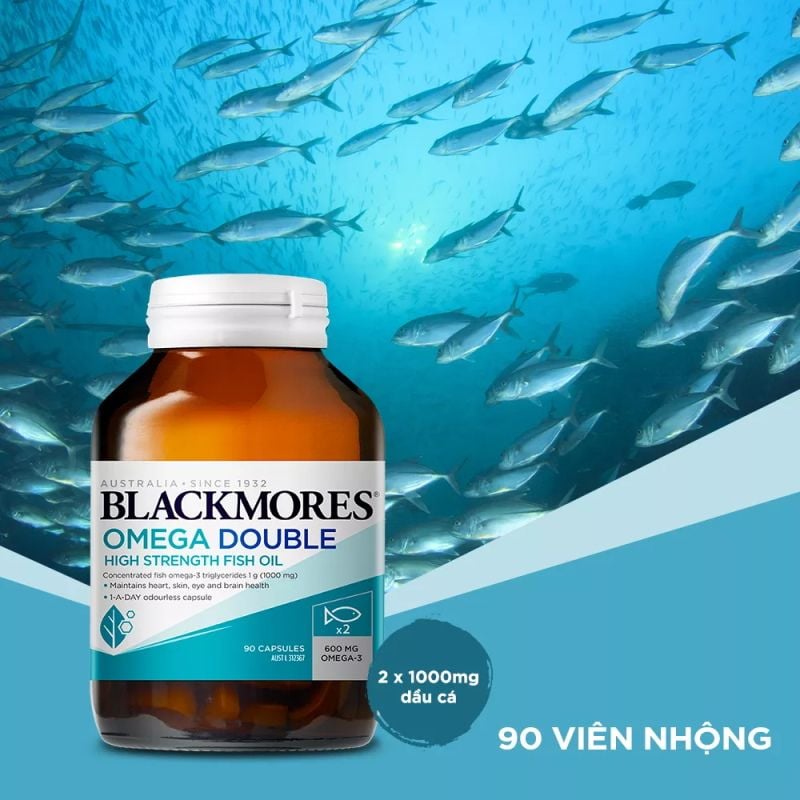 [90 Viên/Lọ] Viên Uống Dầu Cá Hỗ Trợ Thị Lực, Làm Đẹp Da Blackmores Omega Double High Strength Fish Oil
