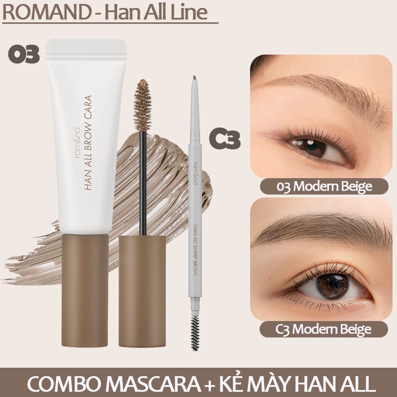 Chì Kẻ Mày Ngang Cho Chân Mày Sắc Nét, Lâu Trôi Romand Han All Flat Brow - Han All Line 0.17g