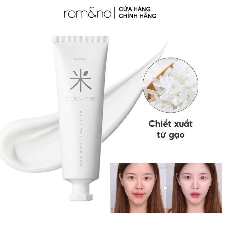Kem Gạo Dưỡng Ẩm Romand Hỗ Trợ Giảm Tàn Nhang, Làm Sáng Da, Nâng Tông Back Me Rice Whitening Cream 50ml
