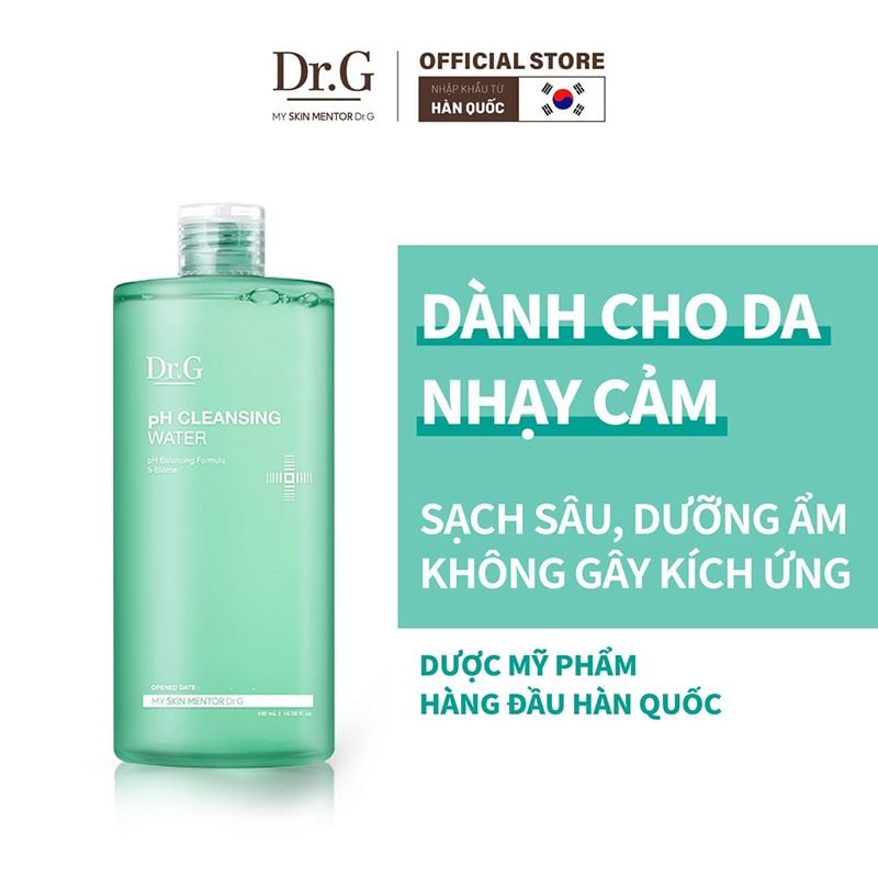 Nước Tẩy Trang Dr.G Dịu Nhẹ, Cấp Ẩm, Làm Sạch Sâu pH Cleansing Water 490ml