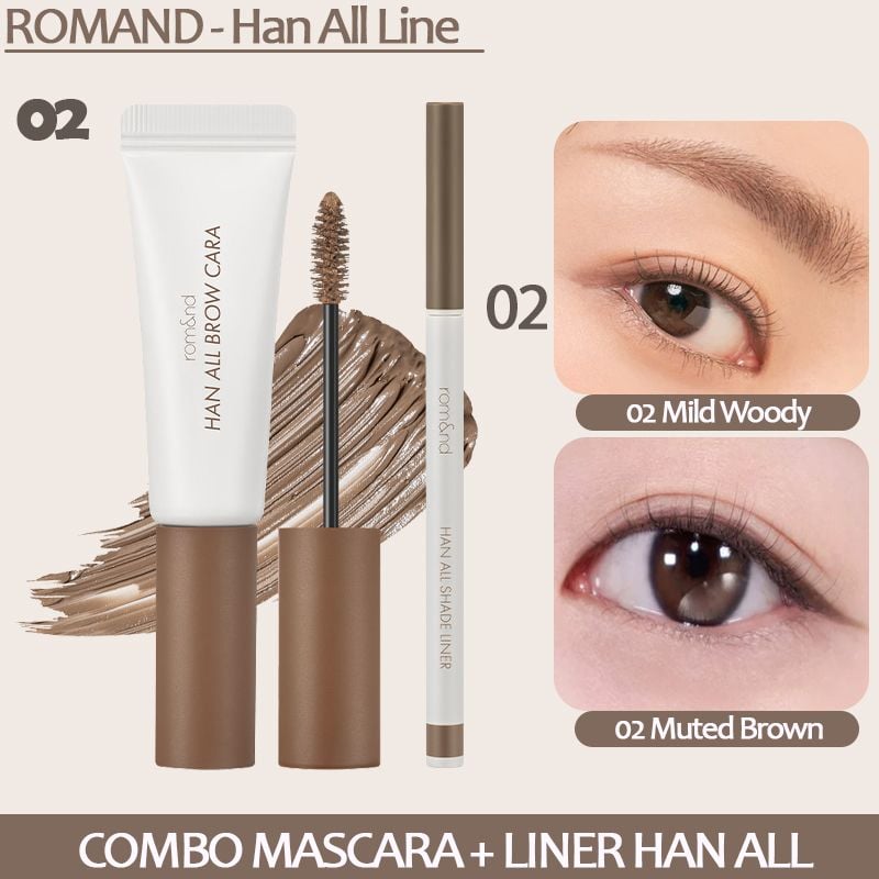 Mascara Chân Mày Siêu Tự Nhiên, Bền Màu, Lâu Trôi Romand Han All Brow Cara 9g