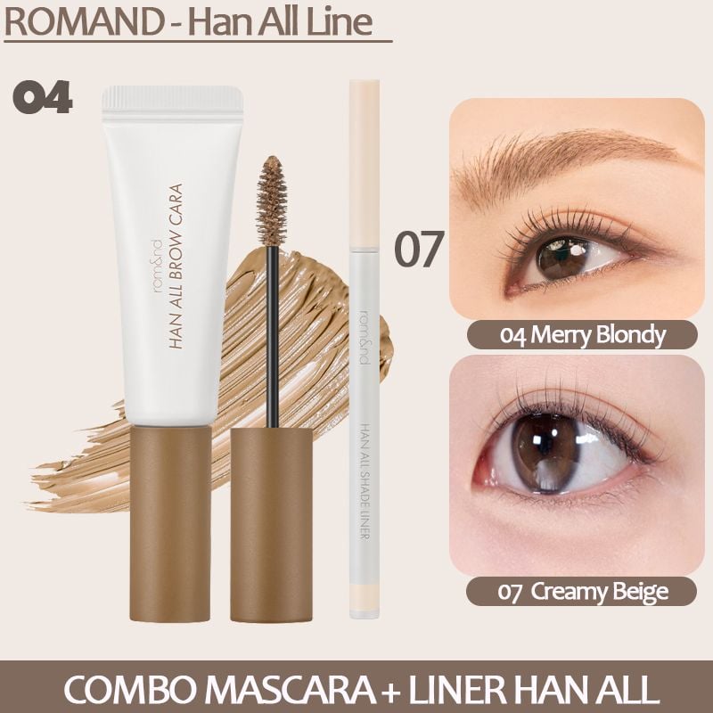 Mascara Chân Mày Siêu Tự Nhiên, Bền Màu, Lâu Trôi Romand Han All Brow Cara 9g