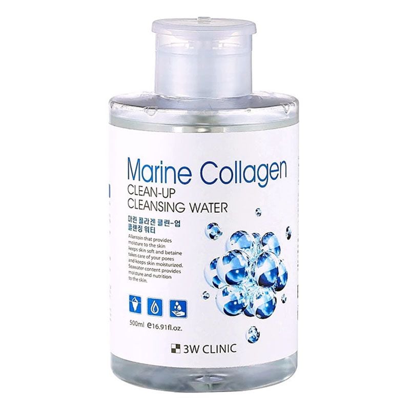 Nước Tẩy Trang 3W Clinic Collagen Biển Marine Collagen Clean-Up Cleansing Water 500ml