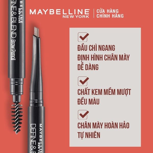  Chì Kẻ Mày Ngang Maybelline Define & Blend Brow Pencil 0.16g - Natural Brown 