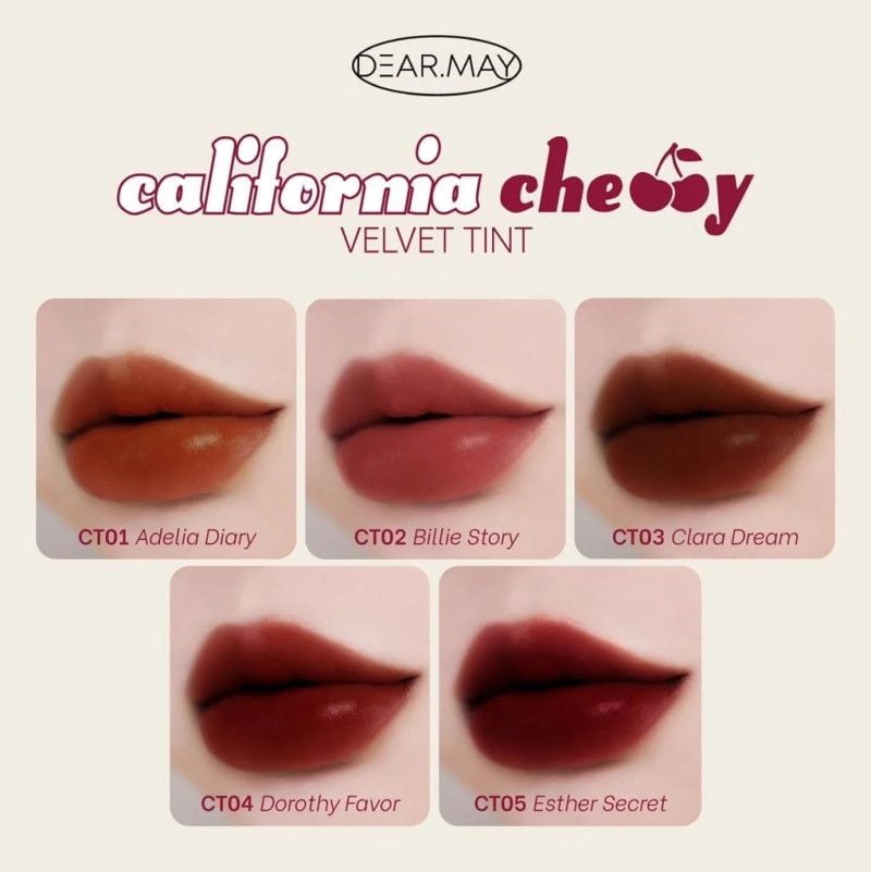 Son Kem Lì, Lên Màu Chuẩn Dearmay California Cherry Velvet Tint 4.4g