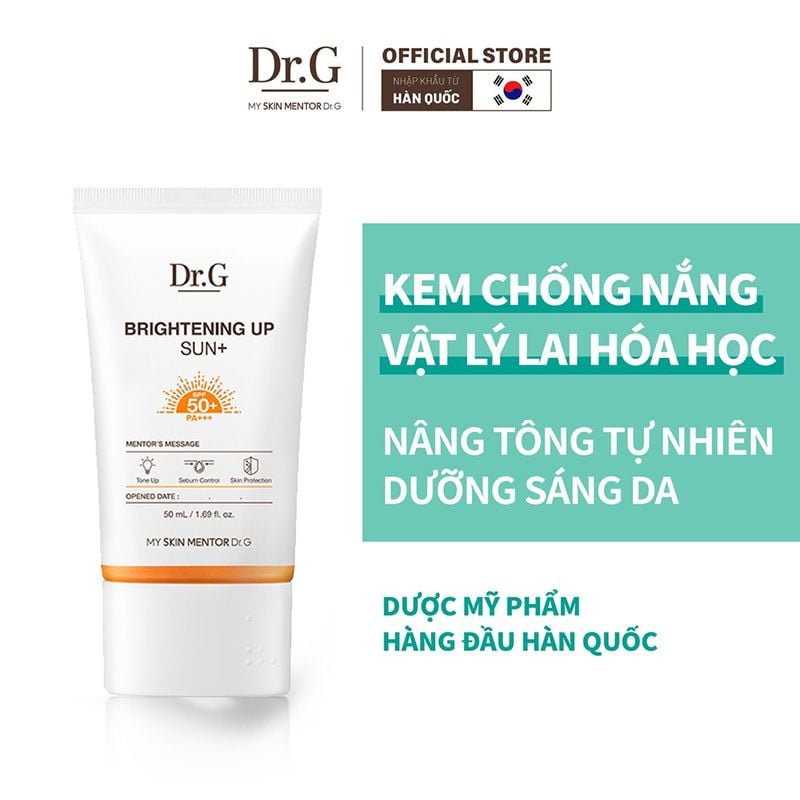 Kem Chống Nắng Dưỡng Sáng Da, Nâng Tông Tự Nhiên, Kiểm Soát Dầu Dr.G Brightening Up Sun+ SPF50+ PA+++ 50ml