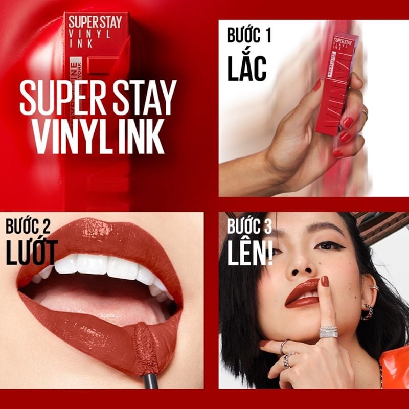 (BST SON "SỐT") Son Kem Bóng Bền Màu, Nhẹ Môi Maybelline New York Superstay Vinyl Ink 4.2ml