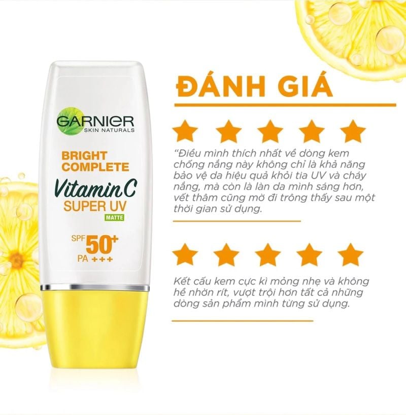 Kem Chống Nắng Làm Sáng Da, Mịn Lì, Kiềm Dầu Garnier Light Complete Super UV Spot-Proof Sunscreen - Matte Finish SPF50/PA+++