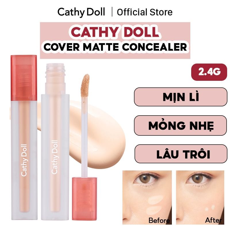 Kem Che Khuyết Điểm Mịn Lì Lâu Trôi Cathy Doll Cover Matte Concealer