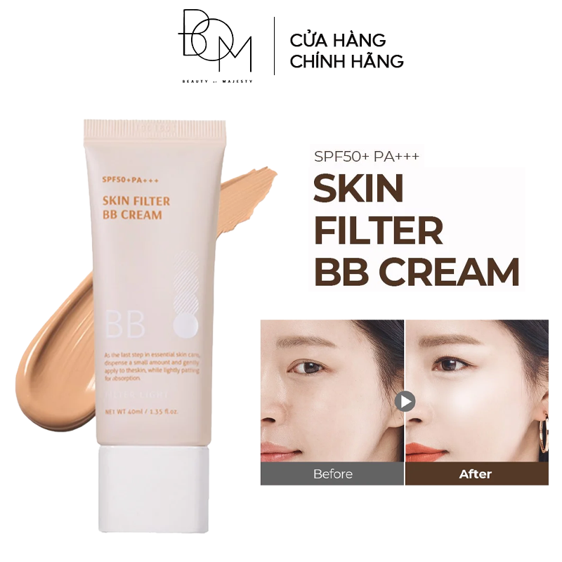 Kem Nền Che Phủ Tự Nhiên, Mỏng Nhẹ Lâu Trôi B.O.M Skin Filter BB Cream SPF50/PA+++ 40ml