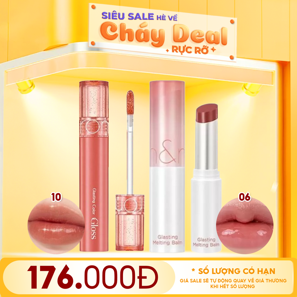 Combo Romand: Son Bóng Romand Glasting Color Gloss + Son Dưỡng Romand Glasting Melting Balm #06 Kaya Fig