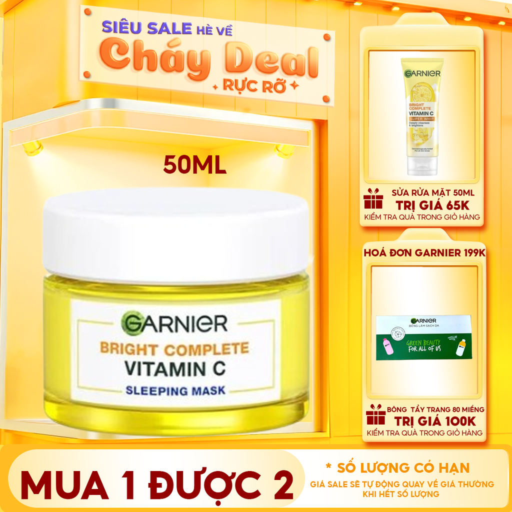 Mặt Nạ Ngủ Garnier Tinh Chất Sữa Chua Hỗ Trợ Dưỡng Trắng Da Light Complete Yoghurt Sleeping Mask 50ml
