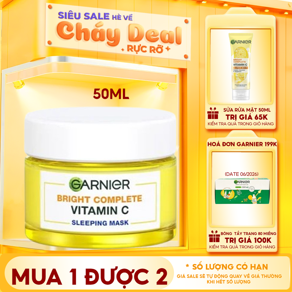 Mặt Nạ Ngủ Garnier Tinh Chất Sữa Chua Hỗ Trợ Dưỡng Trắng Da Light Complete Yoghurt Sleeping Mask 50ml
