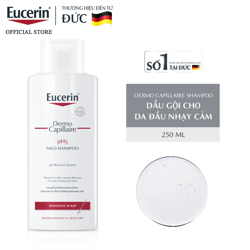 Dầu Gội Dịu Nhẹ Cho Da Đầu Nhạy Cảm Eucerin Dermo Capillaire pH5 Mild Shampoo 250ml