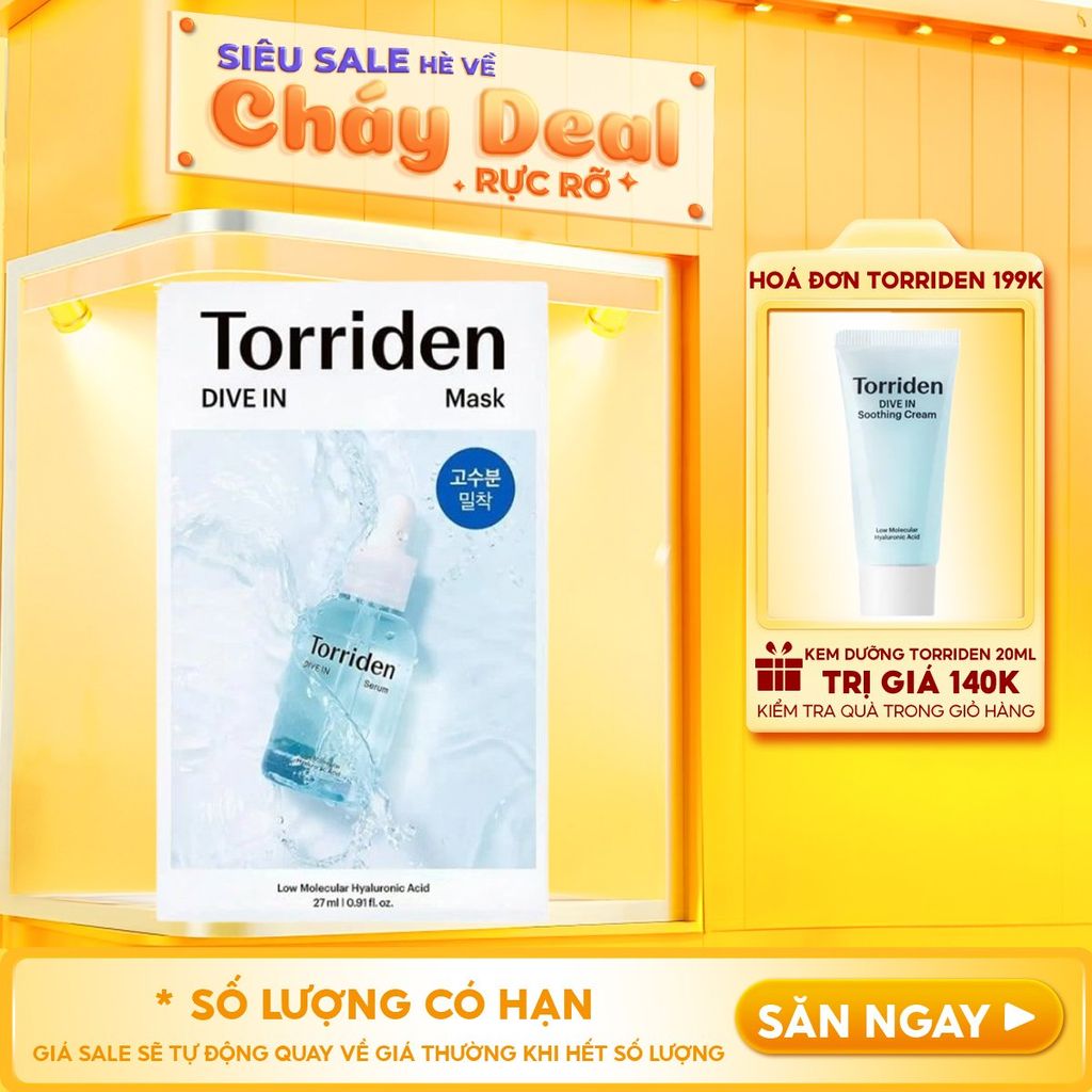 Mặt Nạ Torriden Dưỡng Ẩm, Làm Dịu Da Dive-In Low Molecular Hyaluronic Acid Mask Pack 27ml