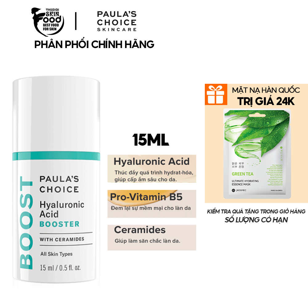 Tinh Chất Cấp Ẩm, Ngăn Ngừa Lão Hóa Da Paula's Choice Hyaluronic Acid Booster 15ml