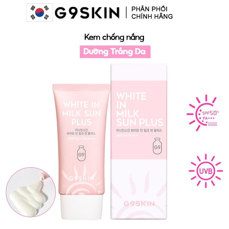 Kem Chống Nắng G9Skin Dưỡng Trắng Da White In Milk Sun Plus SPF50+ PA++++ 40ml