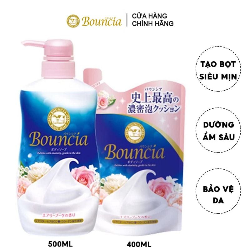 Sữa Tắm Dưỡng Ẩm Tạo Bọt Siêu Mịn Cow Bouncia Body Soap Airy Bouquet