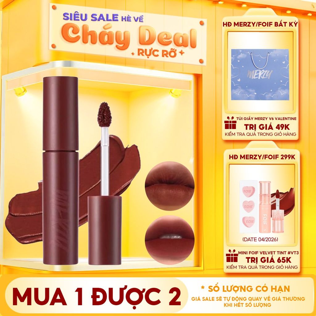 [Màu 1-6] Son Kem Lì Merzy Siêu Mịn Môi Bite The Beat Mellow Tint 4g