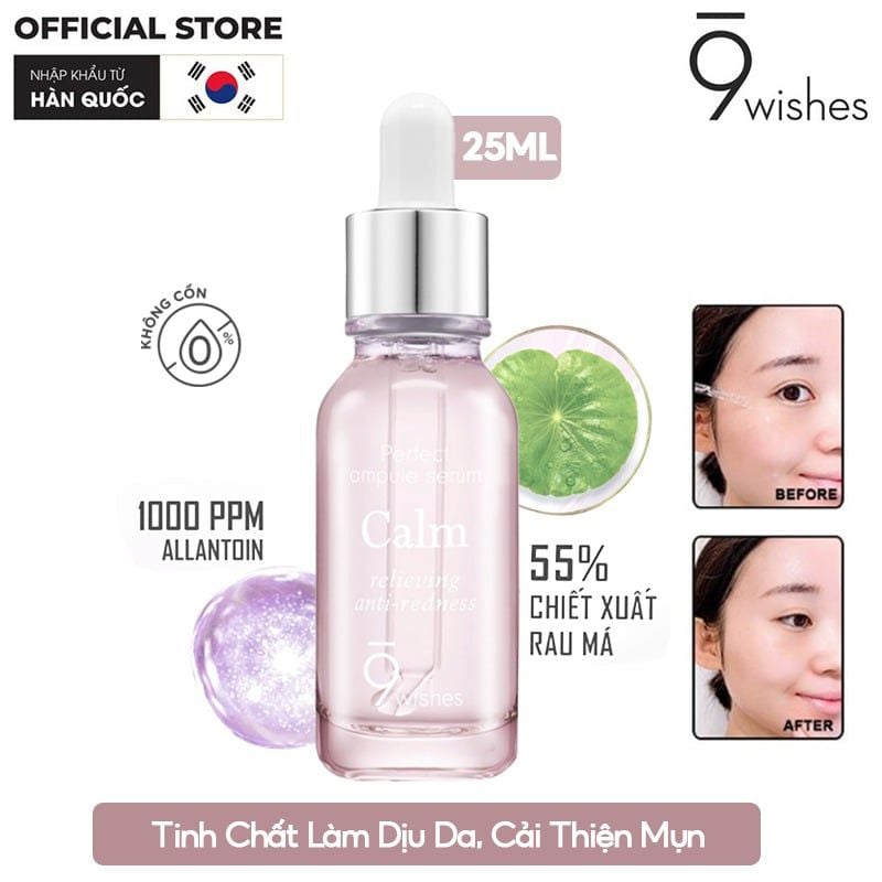 Serum 9 Wishes Tinh Chất Hỗ Trợ Giảm Mụn, Làm Dịu Da 9 Wishes Calm Relief Soothing Ampule Serum 25ml