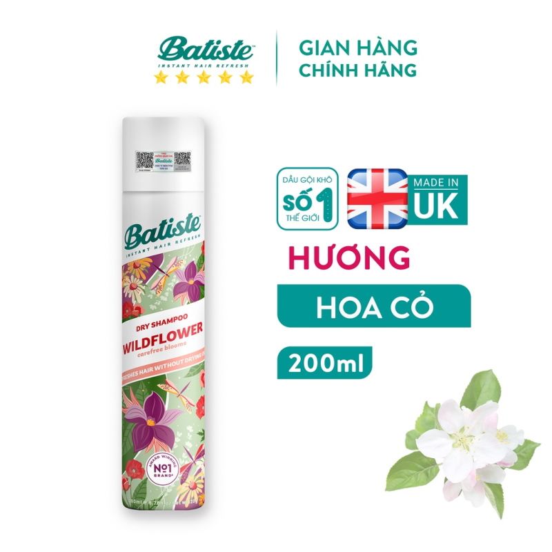 Dầu Gội Khô Giúp Làm Sạch, Tóc Bồng Bềnh Batiste Dry Shampoo 200ml