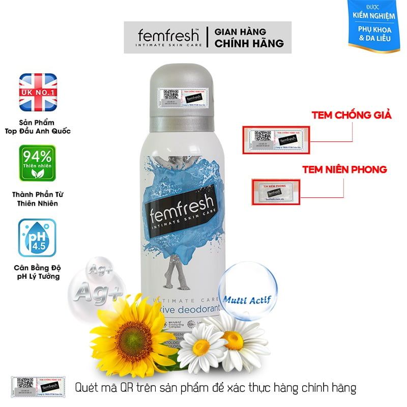 [125ml] Xịt Thơm Vùng Kín Femfresh Ultimate Care Active Deodorant