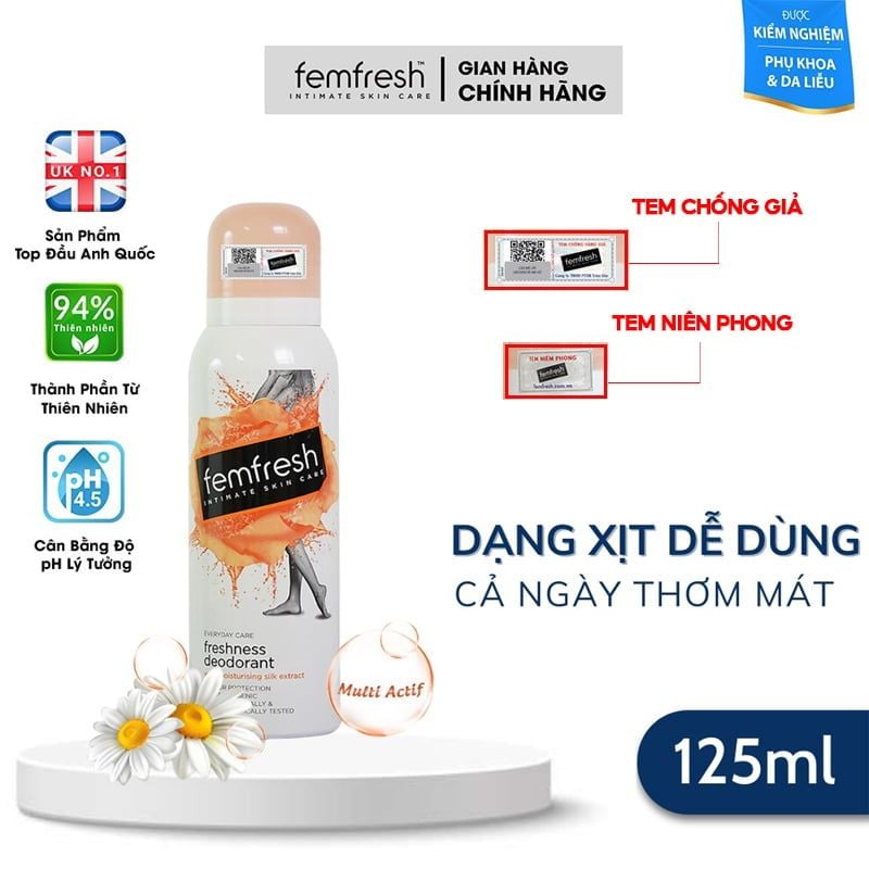Xịt Thơm Vùng Kín Femfresh Freshness Deodorant Spray 125ml