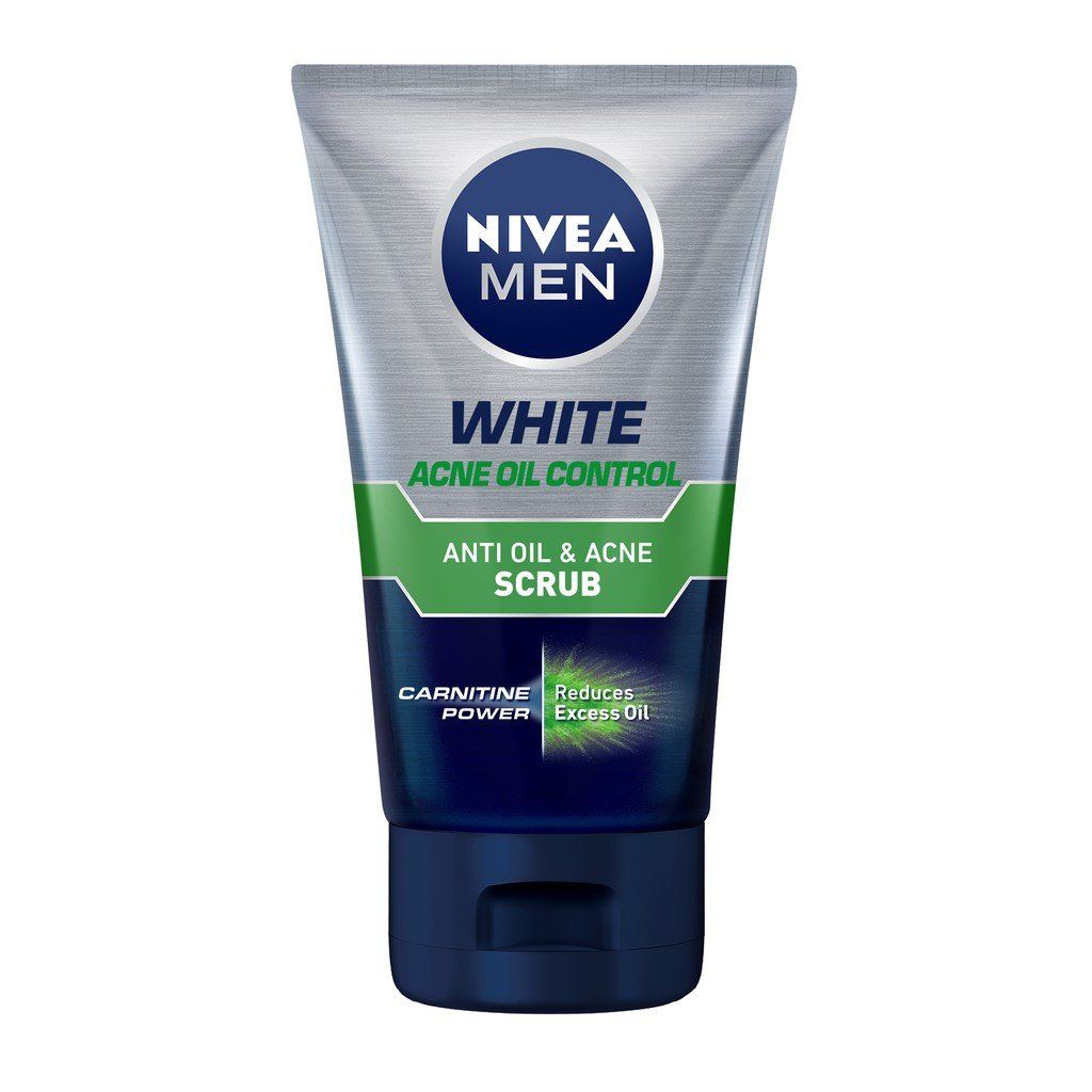 Sữa Rửa Mặt Chứa Hạt Massage Kiểm Soát Nhờn Nivea Men White Acne Oil Cotrol Anti Oil & Acne Scrub 100g