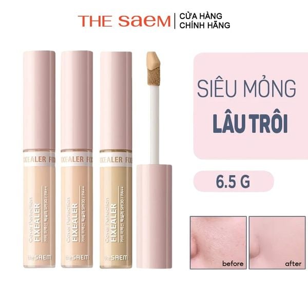 Kem Che Khuyết Điểm Mỏng Nhẹ, Lâu Trôi The Saem Cover Perfection Fixealer SPF30 PA++ 6.5g