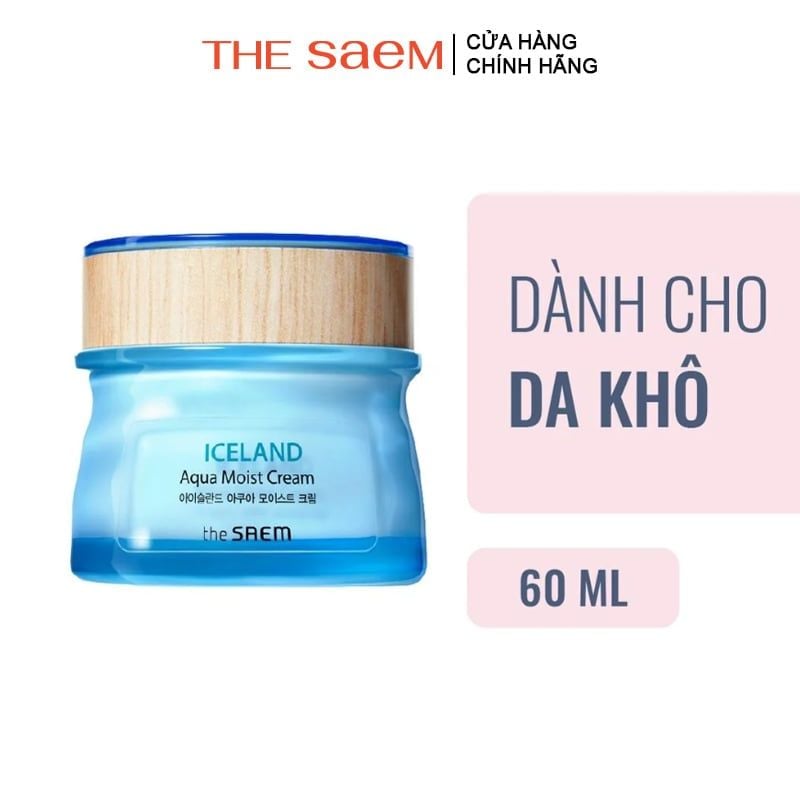 Kem Dưỡng Ẩm The Saem Cấp Nước Từ Nguồn Nước Khoáng Sông Băng Iceland Aqua Moist Cream 60ml