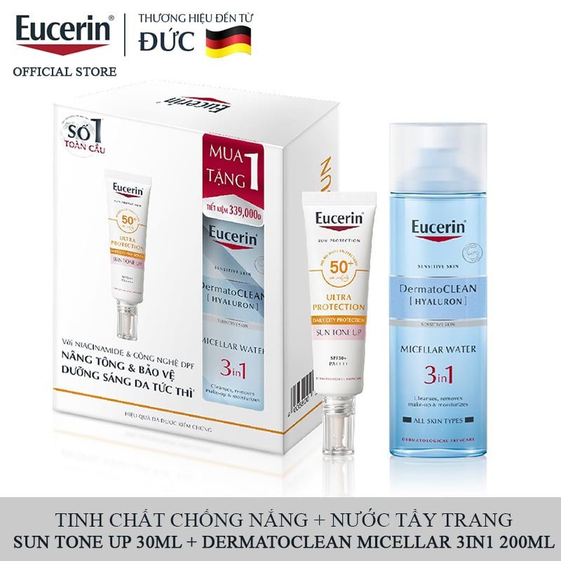 Bộ Sản Phẩm Eucerin Tinh Chất Chống Nắng Nâng Tông Sun Tone Up 30ml