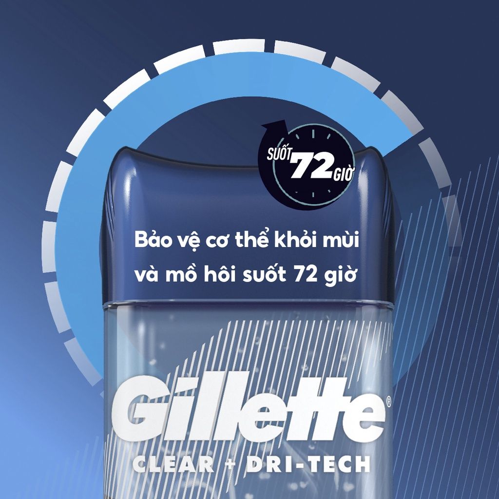 Lăn Khử Mùi Hỗ Trợ Giảm Tiết Mồ Hôi Dạng Gel Gillette Clear + Dri-Tech Anti-Perspirant 107g (Che tên sản phẩm khi giao hàng)