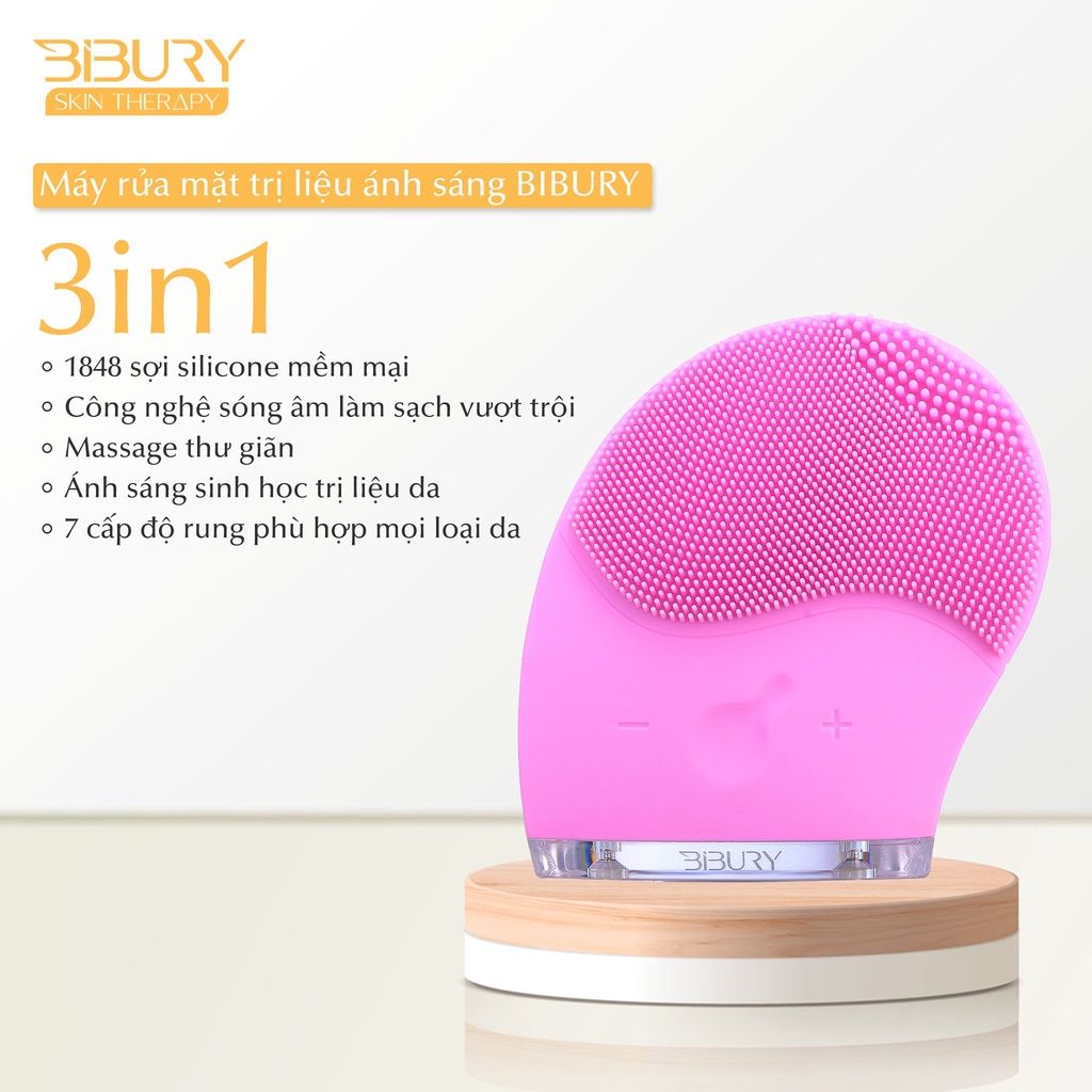 Máy Rửa Mặt Tích Hợp Công Nghệ Ánh Sáng Trị Liệu Bibury Facial Cleansing & Light Therapy Brush