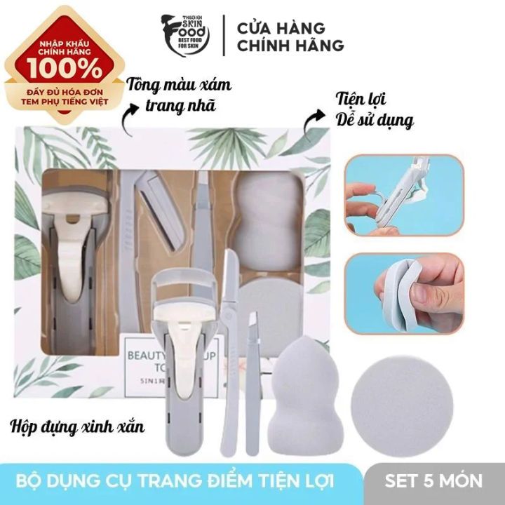 [NHẬP KHẨU][Set 5 Món] Bộ Dụng Cụ Trang Điểm Tiện Lợi Lameila A80135