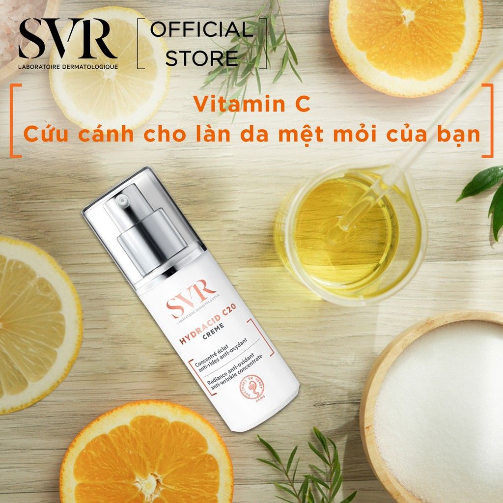 Kem Dưỡng Ẩm, Hỗ Trợ Giảm Nhăn, Mờ Thâm Mụn, Trắng Da SVR Hydracid C20 Creme 30ml (hàng sắp về)