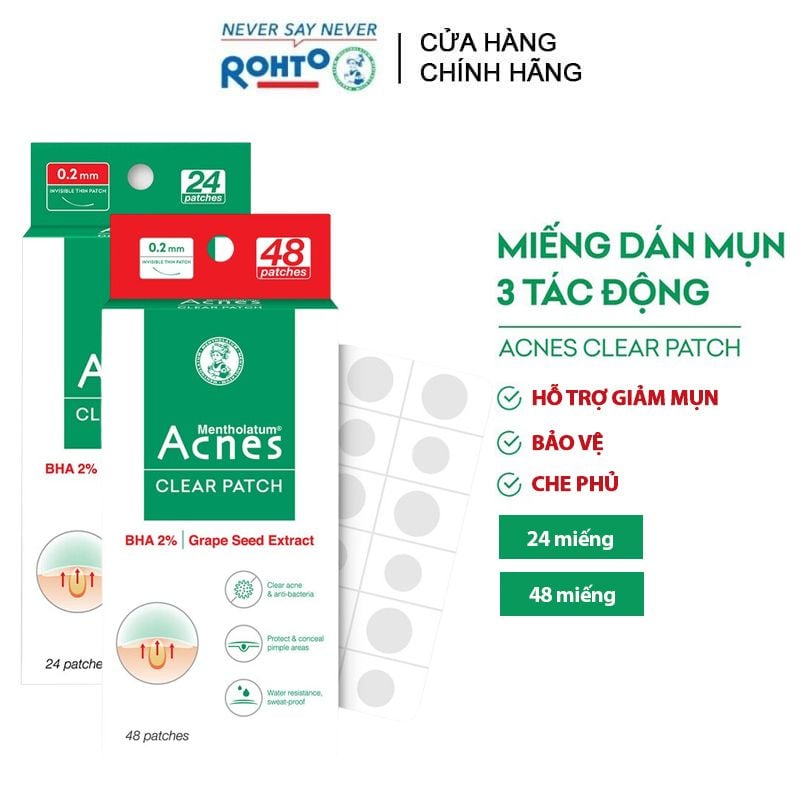 [24 MIẾNG - 48 MIẾNG] Miếng Dán Mụn Acnes Clear Patch