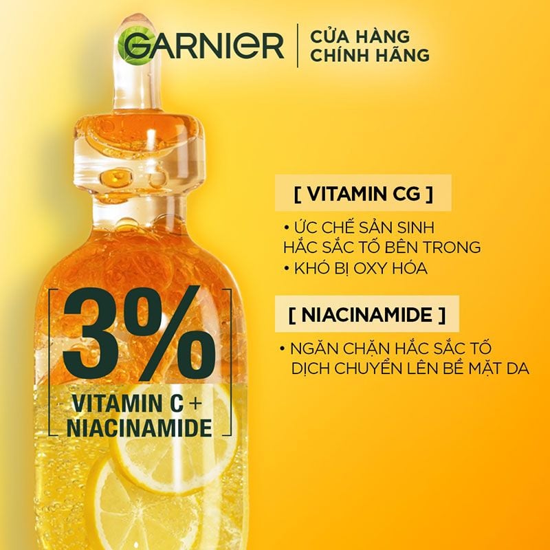 Serum Garnier Tinh Chất Cô Đặc Hỗ Trợ Dưỡng Sáng Da Mờ Thâm New Bright Complete Vitamin C Ampoule Serum 12 x 1.5ml