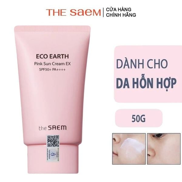  [50g] Kem Chống Nắng The Saem Kiềm Dầu, Nâng Tone Cho Da Sáng Hồng Pink Sun Cream EX SPF50+/PA++++ 