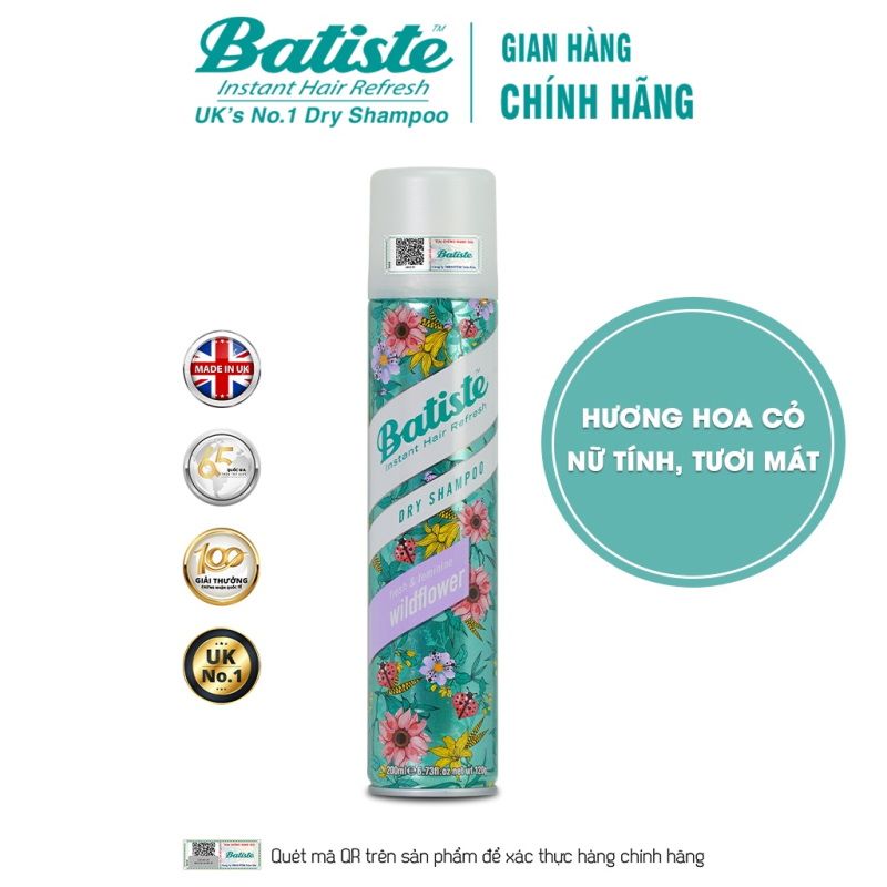 Dầu Gội Khô Giúp Làm Sạch, Tóc Bồng Bềnh Batiste Dry Shampoo 200ml