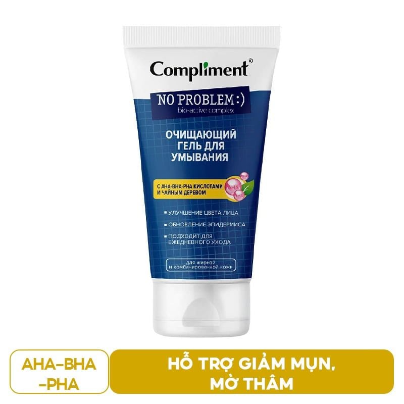 Sữa Rửa Mặt Compliment Làm Sạch Sâu, Hỗ Trợ Giảm Mụn Gel No Problem 200ml