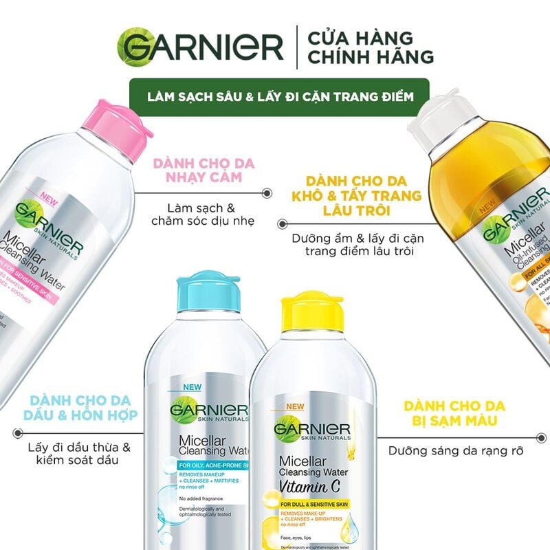 Nước Tẩy Trang Làm Sạch Sâu Garnier Micellar Cleansing Water