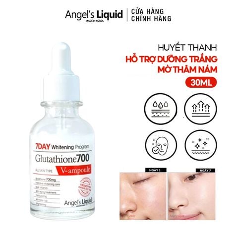 Serum Angel's Liquid Huyết Thanh Hỗ Trợ Dưỡng Trắng Da, Làm Mờ Thâm Nám Glutathione 700 V-Ampoule 30ml