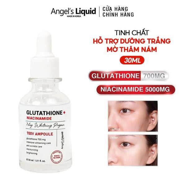 Serum Angel's Liquid Hỗ Trợ Dưỡng Trắng Mờ Thâm Nám Glutathione + Niacinamide 700 V-Ampoule 30ml